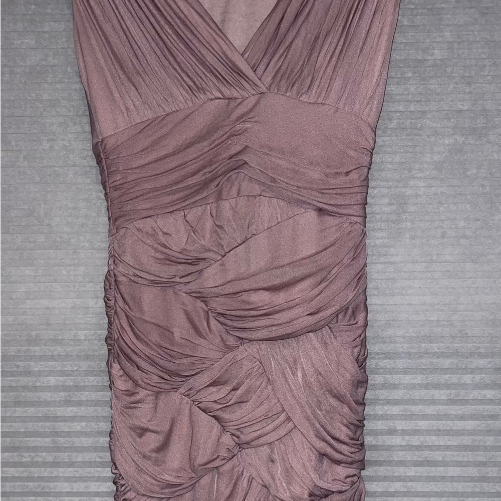 Halston Heritage Pink Ruched Wrap Mini Dress